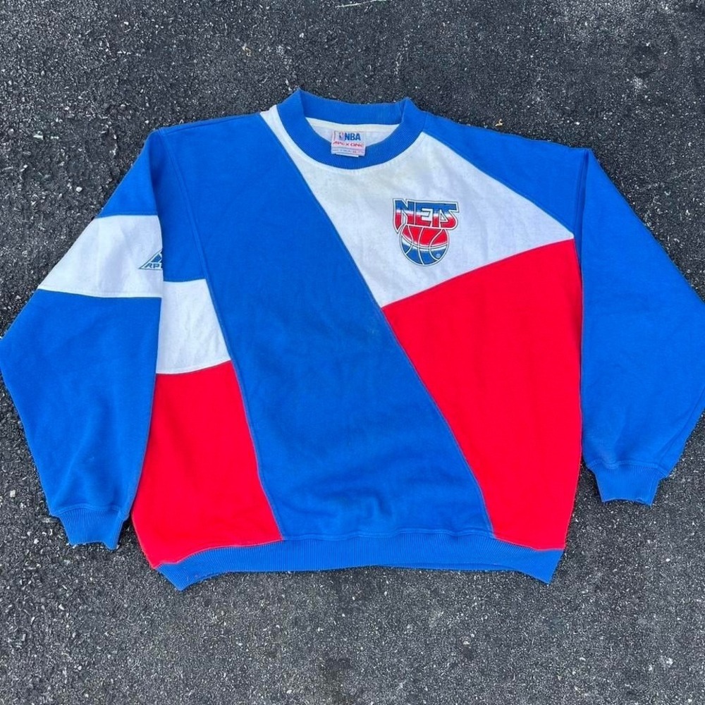 1990s Apex Sports New Jersey Nets Sweater size XXL